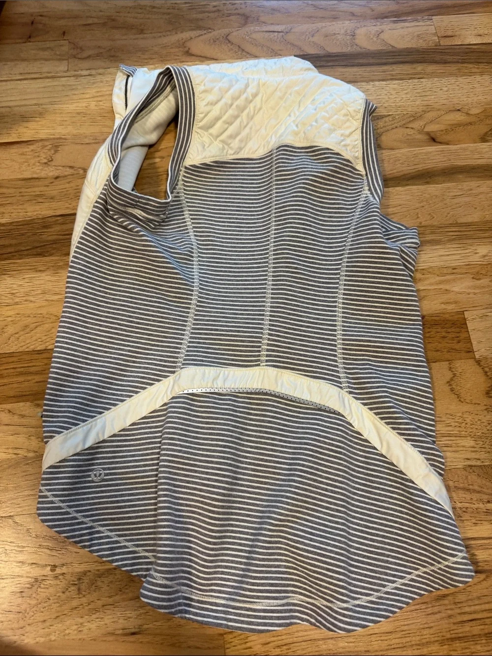 lululemon athletica White Sleeveless Zip Vest with Gray Stripe Panels